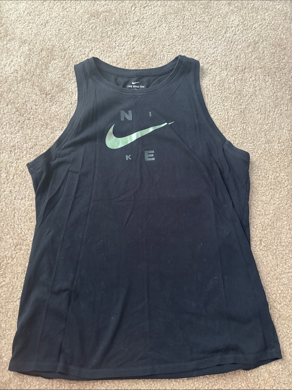 Nike Black Tank with Green Swoosh